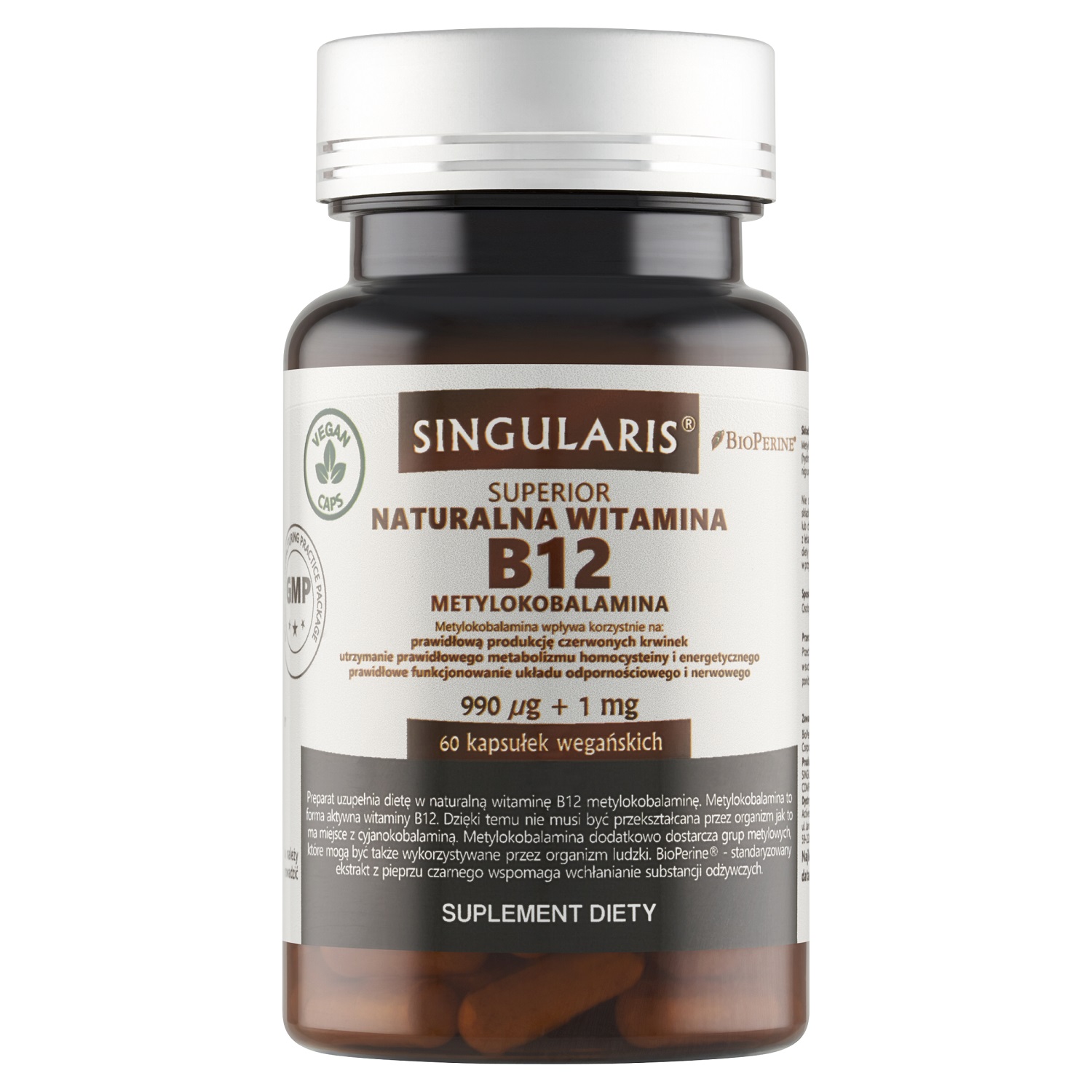 Singularis Superior, Naturalna Witamina B12, 60 Kaps.