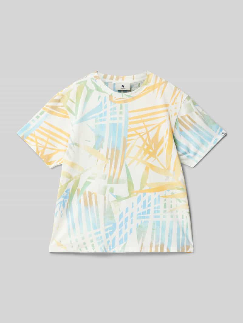 T-shirt z prążkowanym okrągłym dekoltem