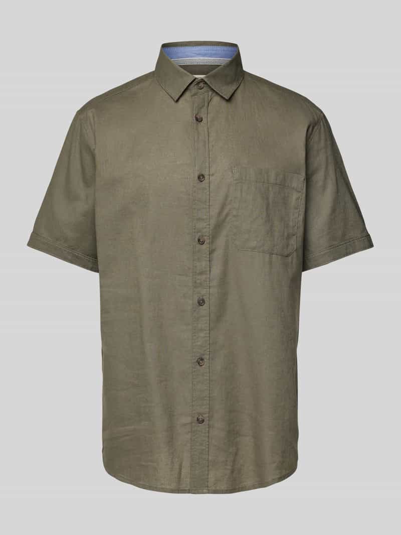 Koszula lniana o kroju regular fit z krótkim rękawem