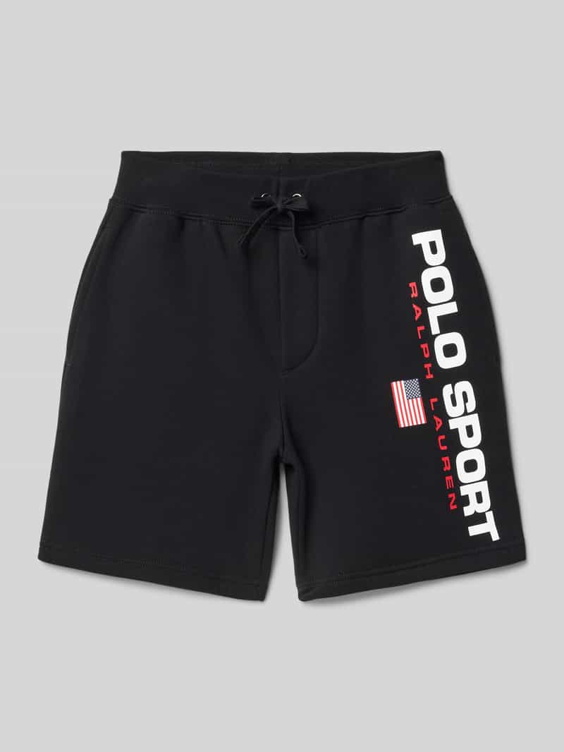 Szorty z dzianiny dresowej o kroju regular fit z nadrukiem z logo