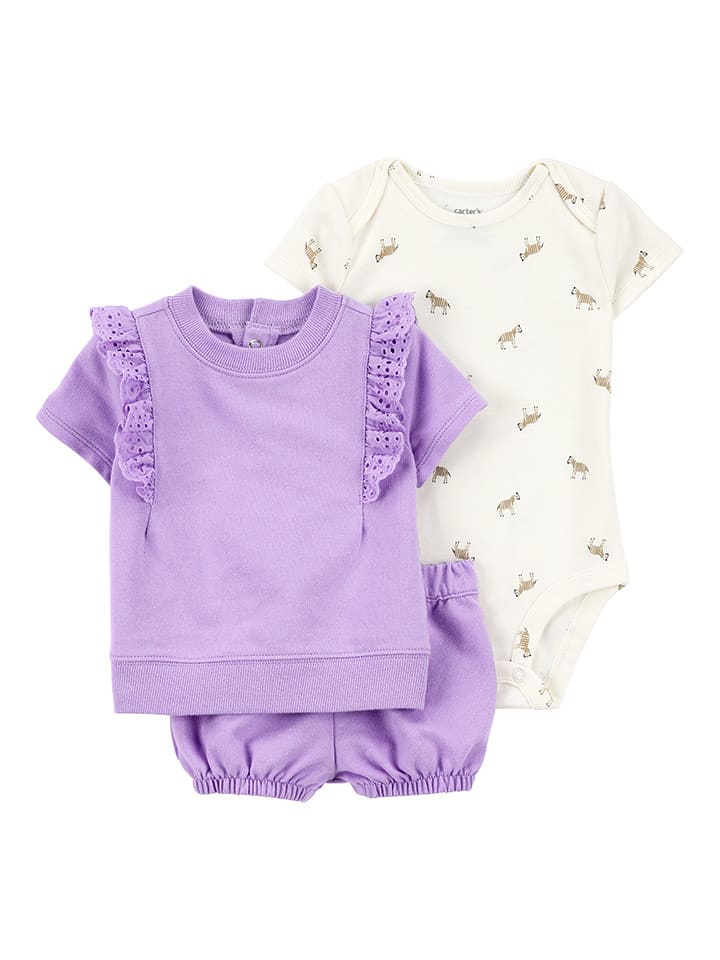 carter's 3-częściowy zestaw w kolorze kremowo-fioletowym