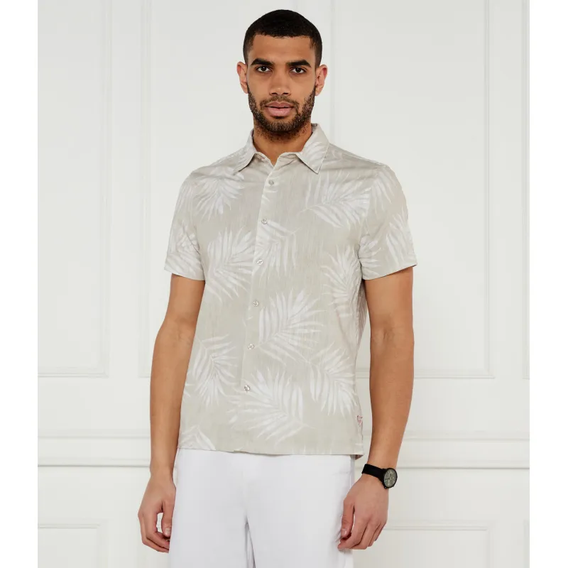 GUESS Koszula CAMICIE | Regular Fit | z dodatkiem lnu