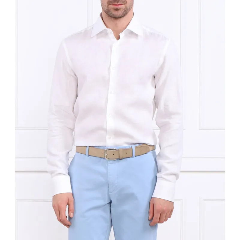 BOSS BLACK Lniana koszula H-HANK-kent-C1-214 | Slim Fit
