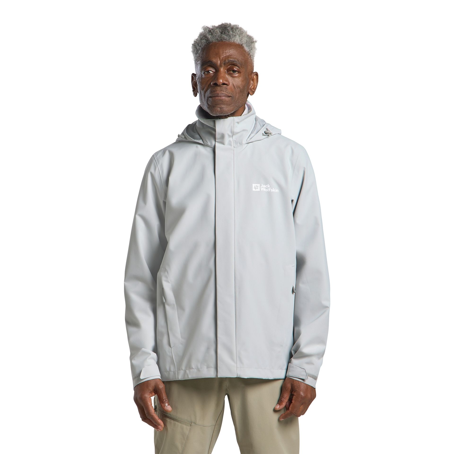 Męska kurtka przeciwdeszczowa Jack Wolfskin TRAILTIME 2L JKT M Cool Grey - S
