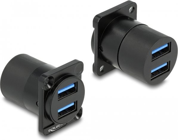 Adapter USB Delock DeLOCK 87813, Black, 2x USB A, 2x USB A, Female, Female, Zinc