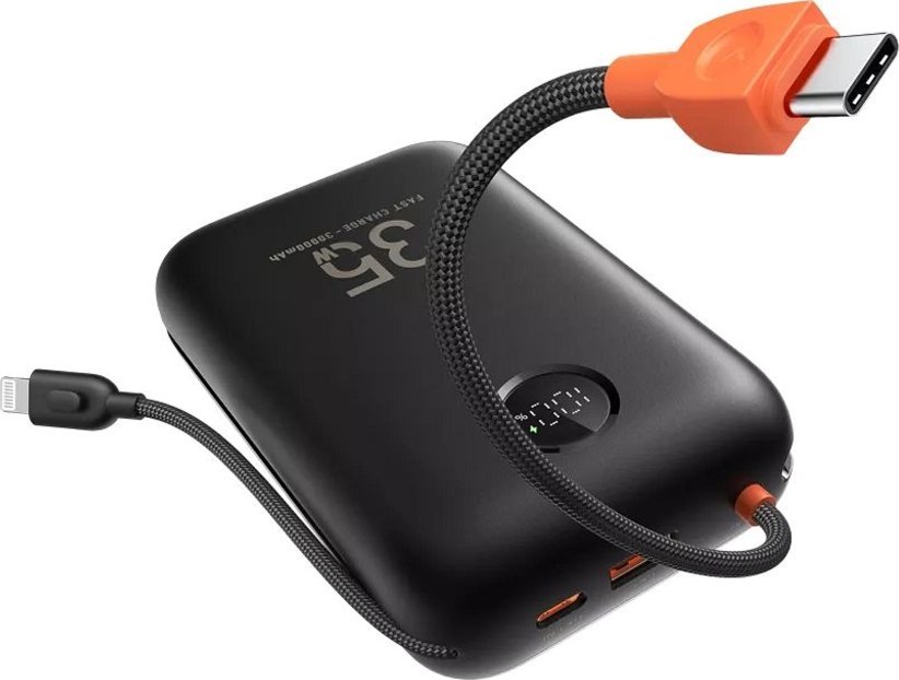 VEGER powerbank 30000 mAh z wbudowanymi kablami Typ C / Lightning PD QC3.0 35W K3 W3018 czarny