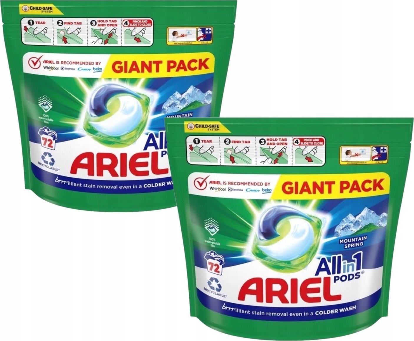 Ariel Ariel All-in-1 PODs Mountain Spring skalbimo kapsulės, 144 Skalb