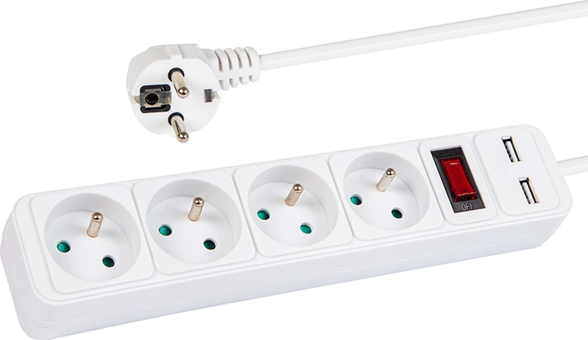 Blow 98-084# Przedłużacz sieciowy pr-470wsp/usb 4-gniazda+usb z uziemieniem+wyłącznik 3m biały 3x1,5mm