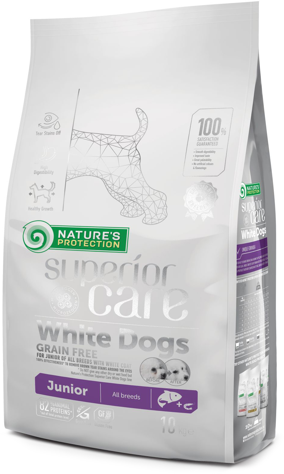 Sucha karma dla psów Nature's Protection White Dogs Grain Free Salmon Junior All Breeds 10 kg