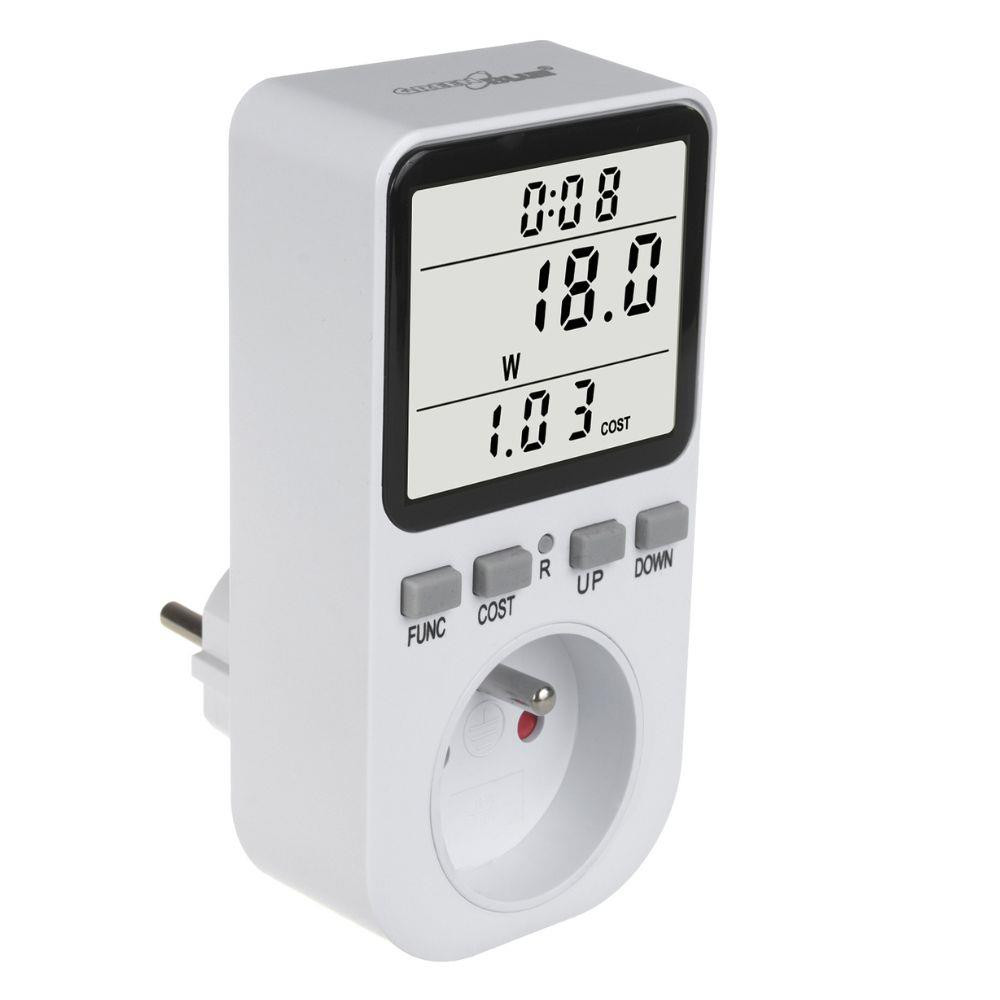 Miernik energii greenblue gb364 e, watomierz, typ e, 220-240v ac, 50hz, max. obciążenie 16a, ip20, wbudowana bateria