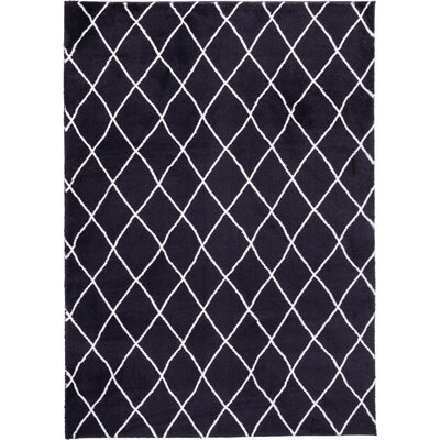 Dywan MULTIDECOR Loren Print 60 x 100 cm Czarny Kratka