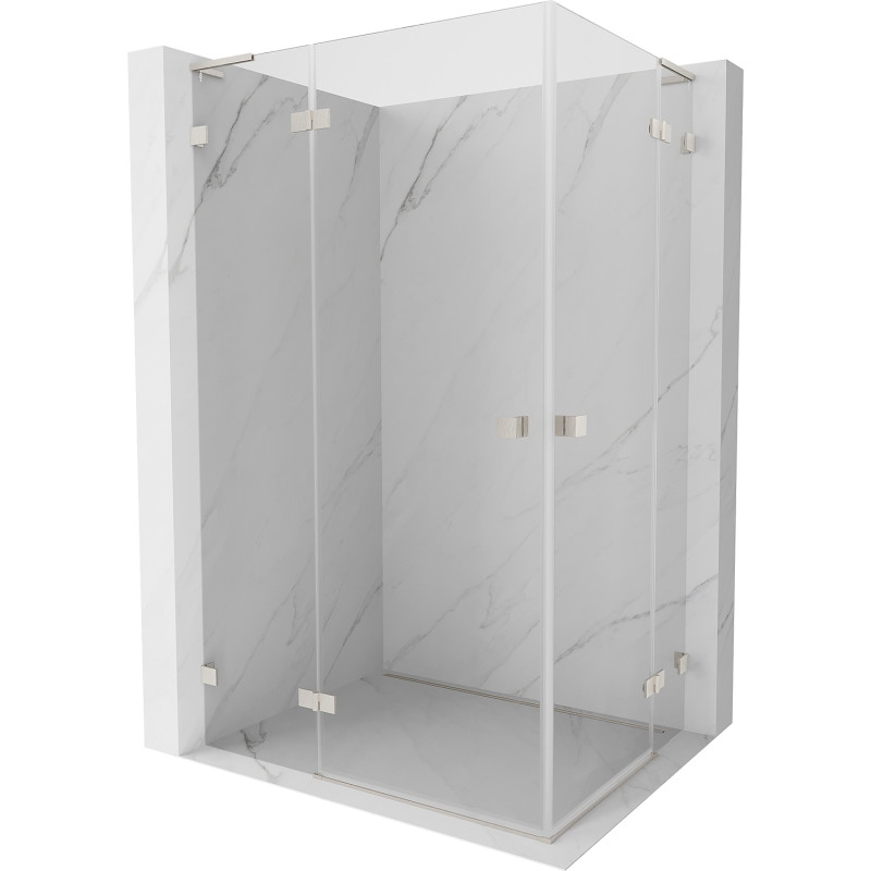 Mexen Lunar L Duo kabina prysznicowa uchylna 110 x 80 cm, transparent, nikiel szczotkowany - 834L-110L-080P-97-00