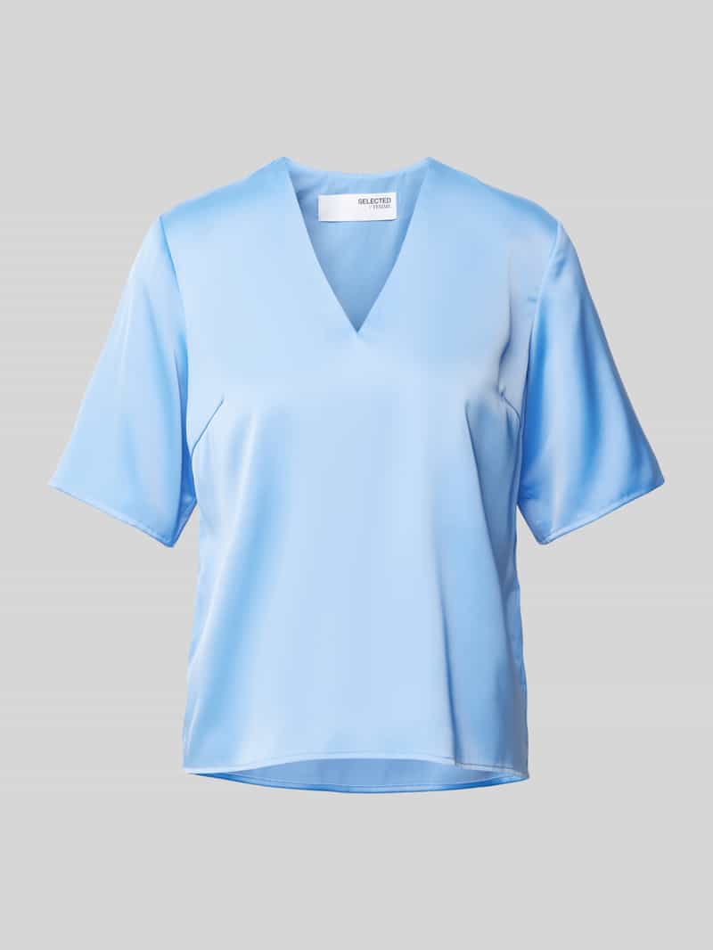 Bluzka o kroju regular fit z dekoltem w serek model ‘LENA’