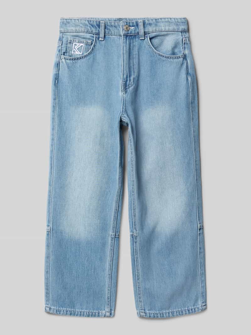 Jeansy o kroju relaxed fit z 5 kieszeniami i wyhaftowanym logo