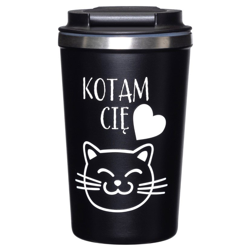 ROCKLE Kubek Termiczny z napisem Kotam Cię Czarny 360 ml