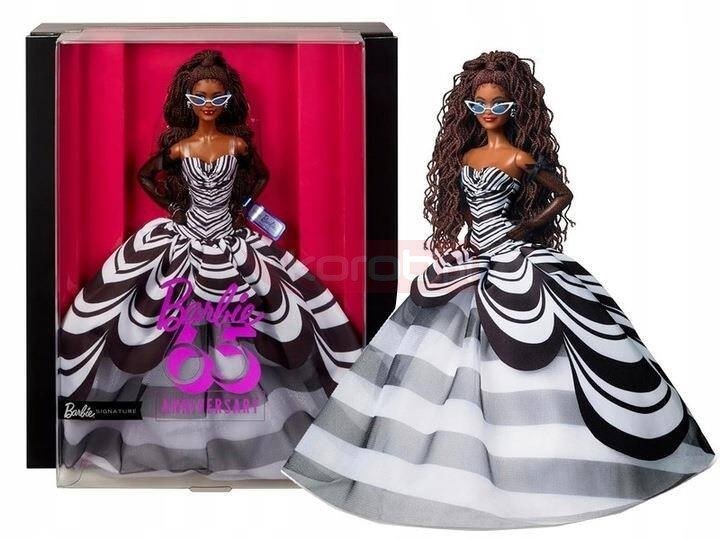 LALKA BARBIE kolekcjonerska 65th Anniversary Doll With Brown Braided Hair HRM59