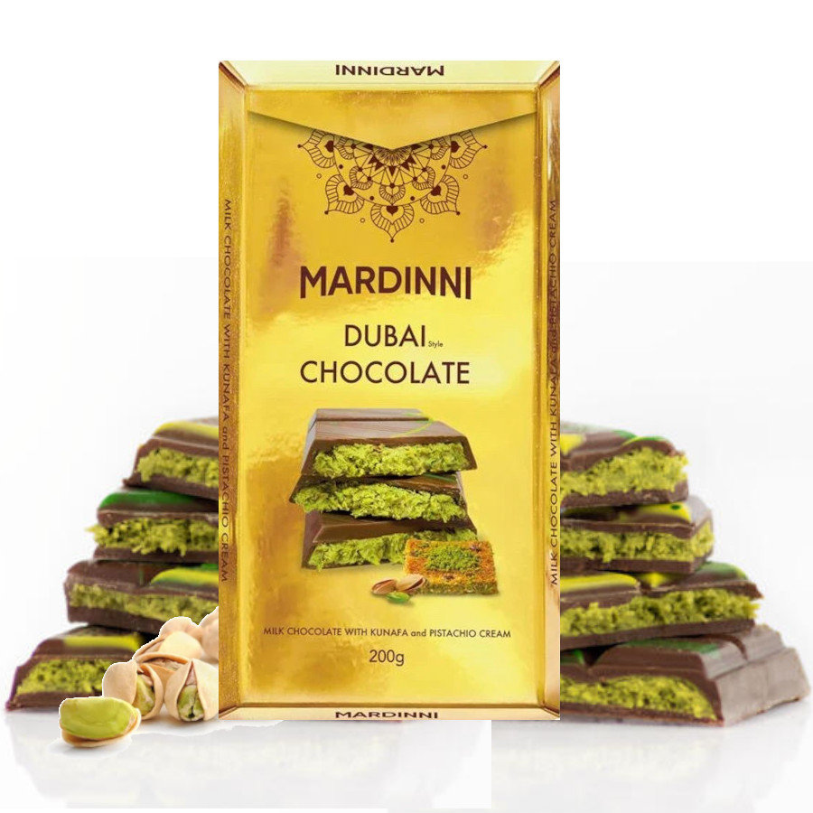 Czekolada Mleczna Dubajska z masą pistacjową MARDINNI 200g