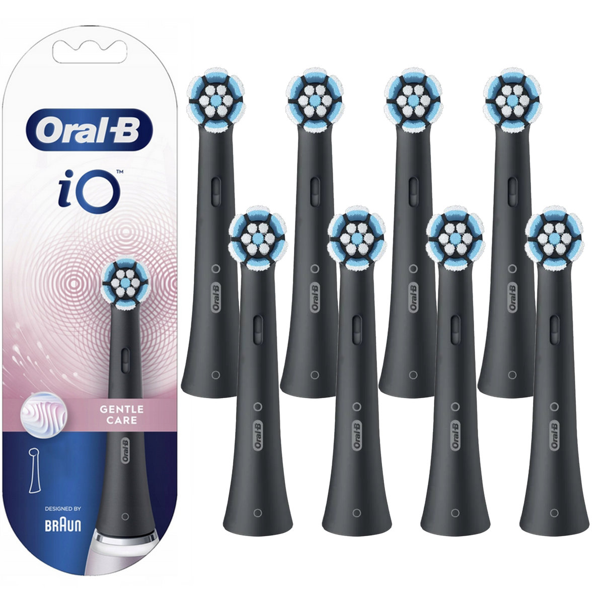 8x Końcówka do szczoteczki elektrycznej Oral-B Gentle Care Czarna DELIKATNA