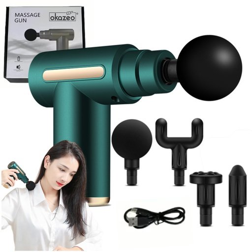 Pistolet do masażu masażer ciała pleców karku szyi 4 końcówki 6 trybów mocy