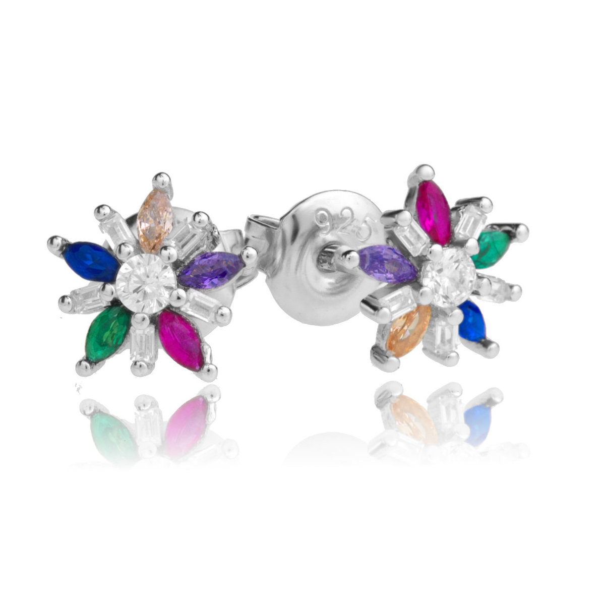 Srebrne Kolczyki w kształcie Kwiatka Zapięcie Sztyft