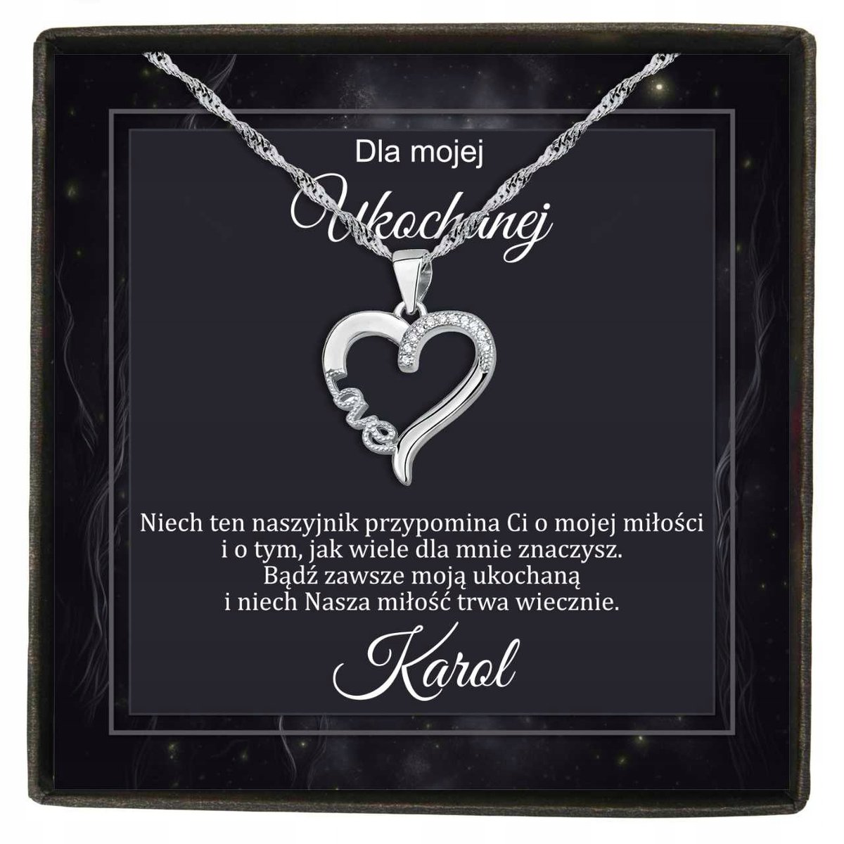 Srebrny 925 Naszyjnik dla Ukochanej Serce Love