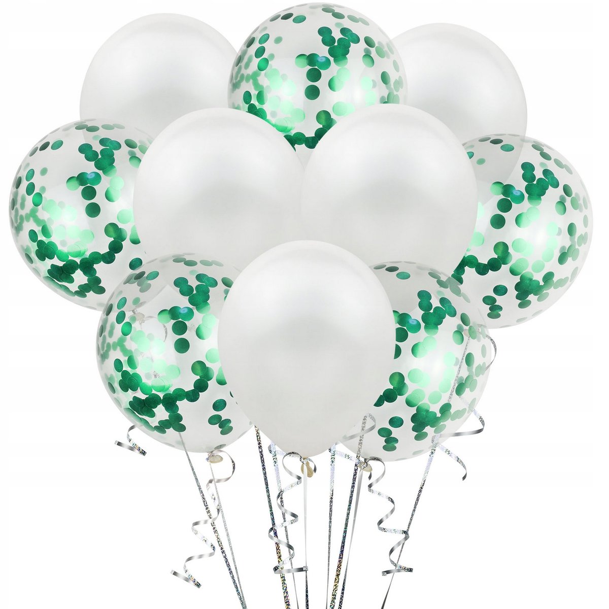 BALONY DUŻE PRZEZROCZYSTE KONFETTI URODZINY WESELE ŚLUB ZESTAW 10 SZT