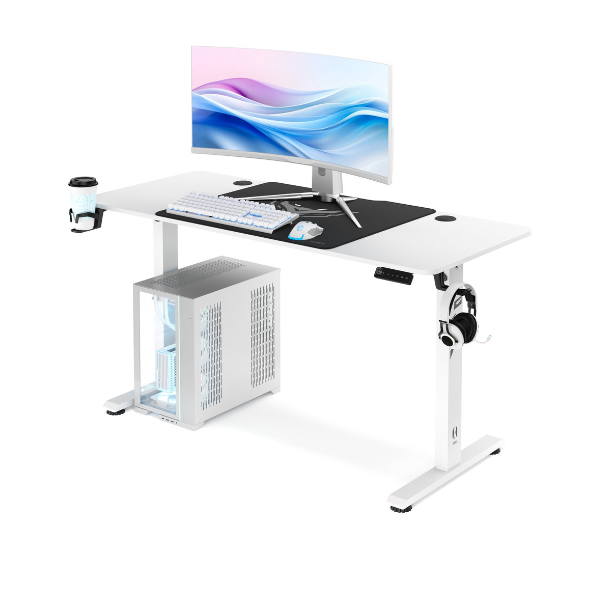 Biurko z regulacją wysokości do pracy biurowe gier DIABLO X-TENSIO 1400 białe