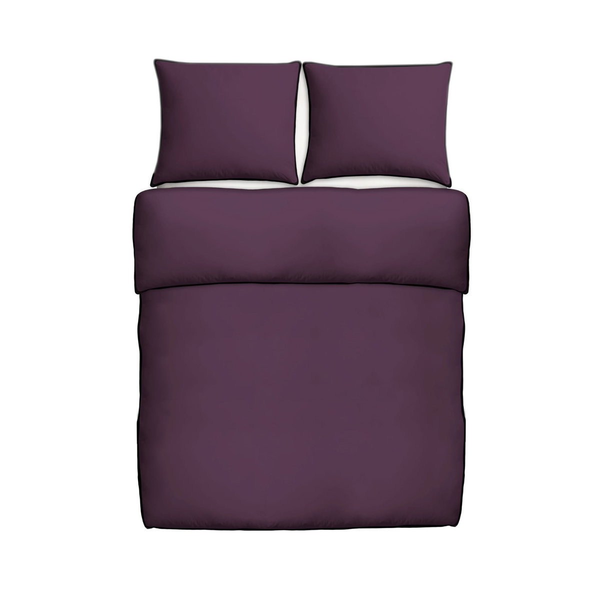 Pościel satynowa fiolet 125g/m2 z czarną bizą 160