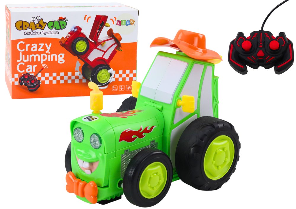 Zdalnie sterowany skaczący traktor r/c zielony