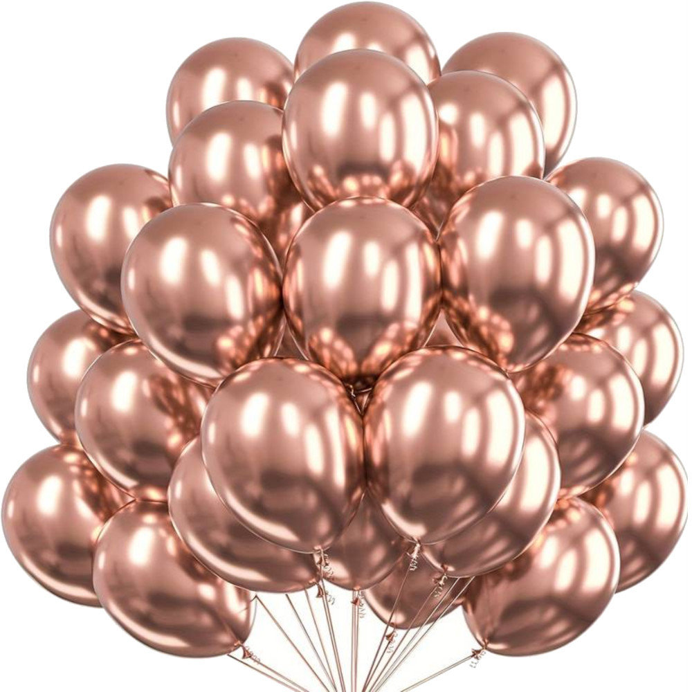 BALONY RÓŻOWE METALIK CHROM DUŻE 12 cali ROSE GOLD WESELE ŚLUB 50 szt