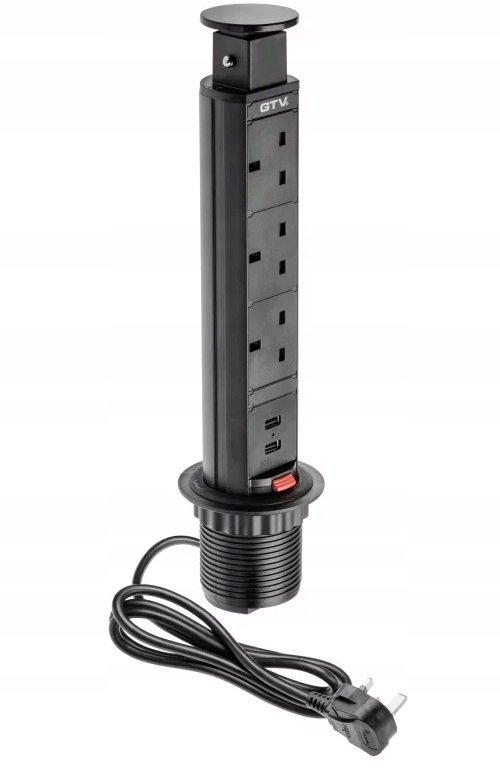 Biurkowe gniazdko wpuszczane UK gniazdo USB czarne