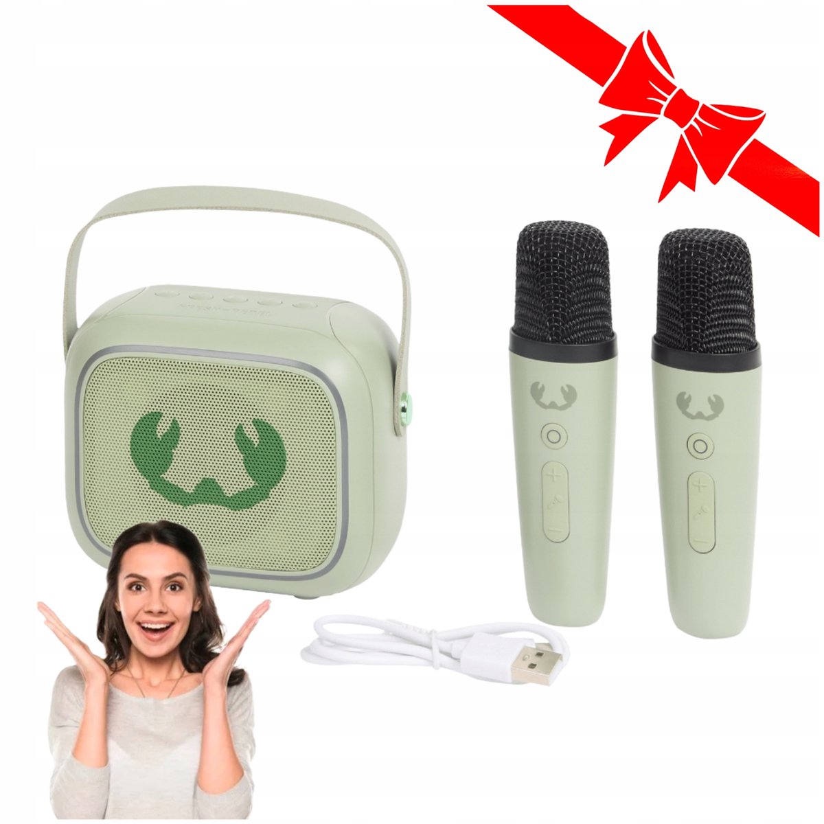 MEGA ZESTAW DO KARAOKE DLA DZIECI MŁODZIEŻY 2X MIKROFONY + GŁOŚNIK MINI