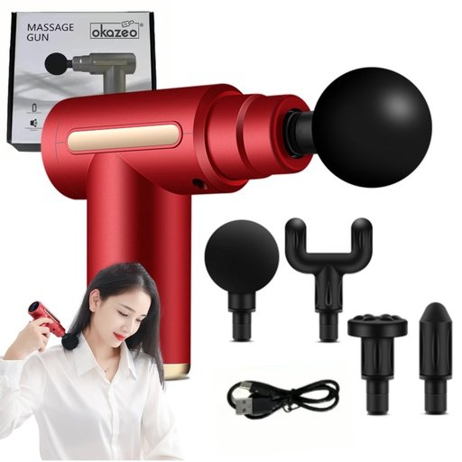 Pistolet do masażu masażer ciała pleców karku szyi 4 końcówki 6 trybów mocy