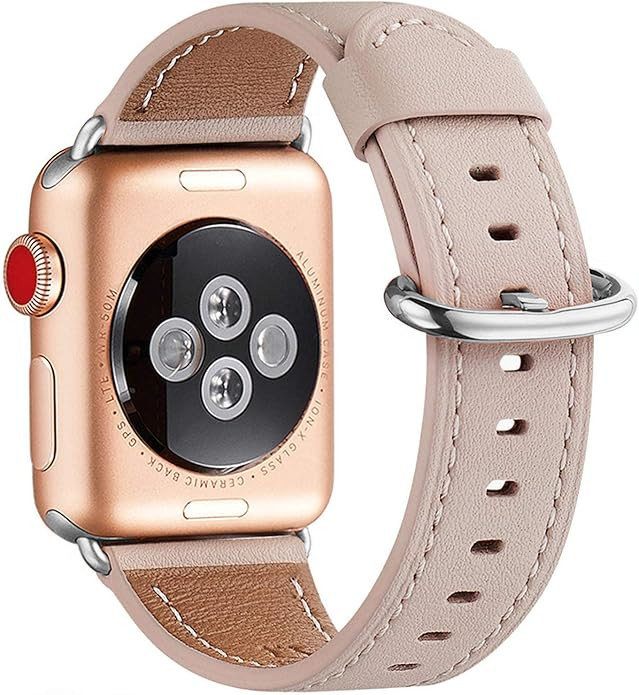 PASEK DO ZEGARKA APPLE WATCH 1/2/3/4/5/6/7/8/9/SE 38/40/41mm BEŻOWY SKÓRA
