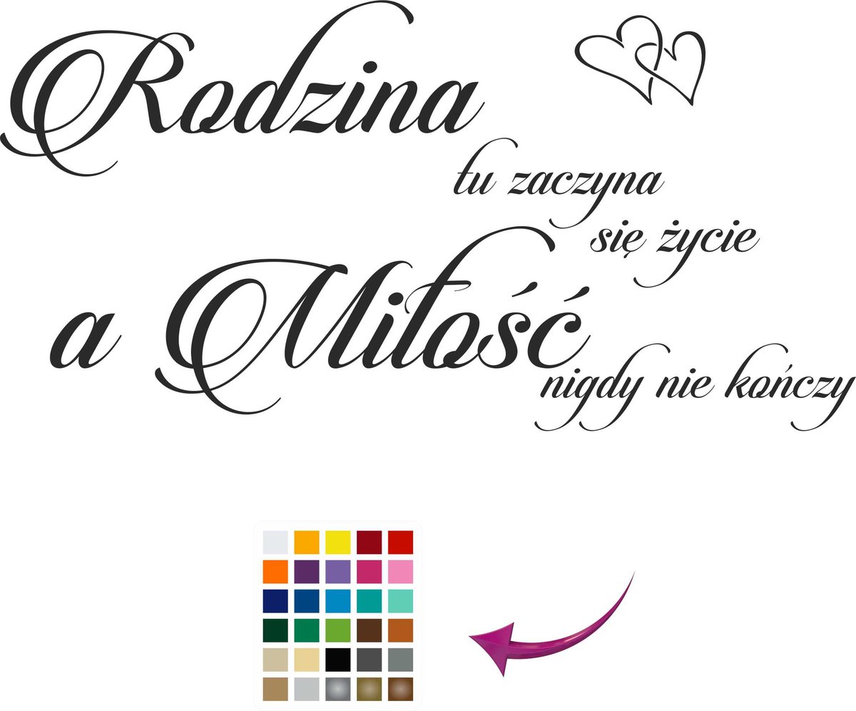 Ozdobna Naklejka do salonu Napisy na ścianę Cytat Rodzina Miłość 50x100