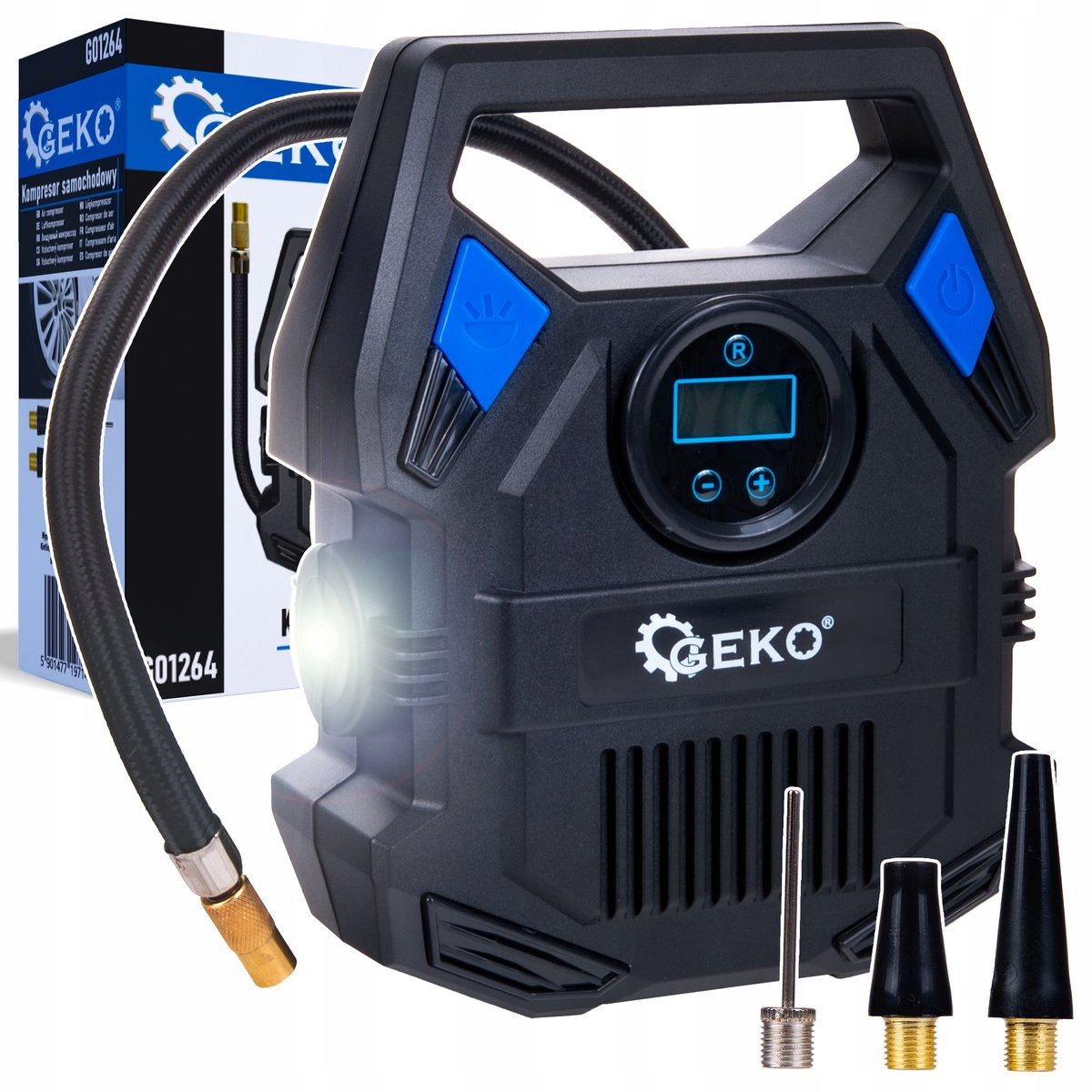 Kompresor Samochodowy Pompka 12V Elektryczna LCD Z LED Sprężarka G01264