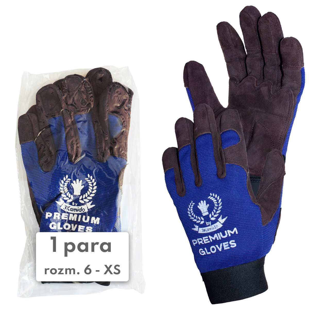 Rękawice PREMIUM 3Kamido rozmiar 6 montażowe, skórzane
