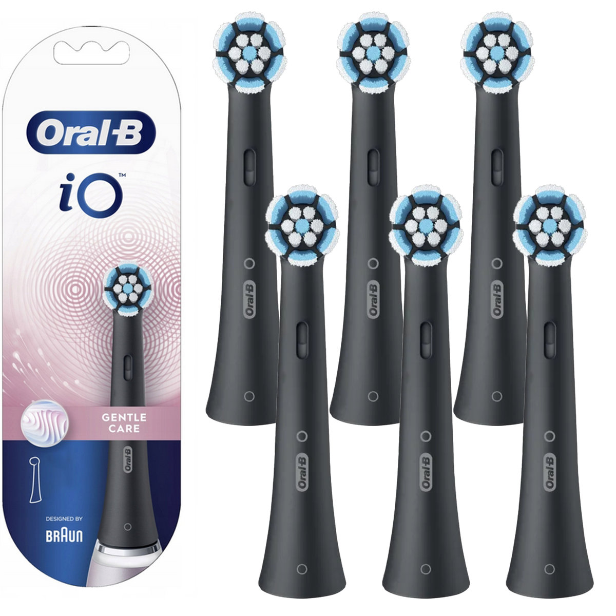 6x Końcówka do szczoteczki elektrycznej Oral-B Gentle Care Czarna DELIKATNA