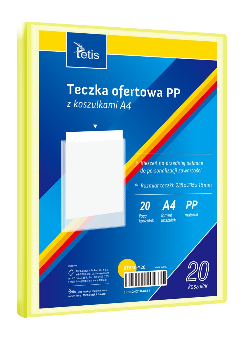 Teczka ofertowa PP 20 koszulek. A4 żółta