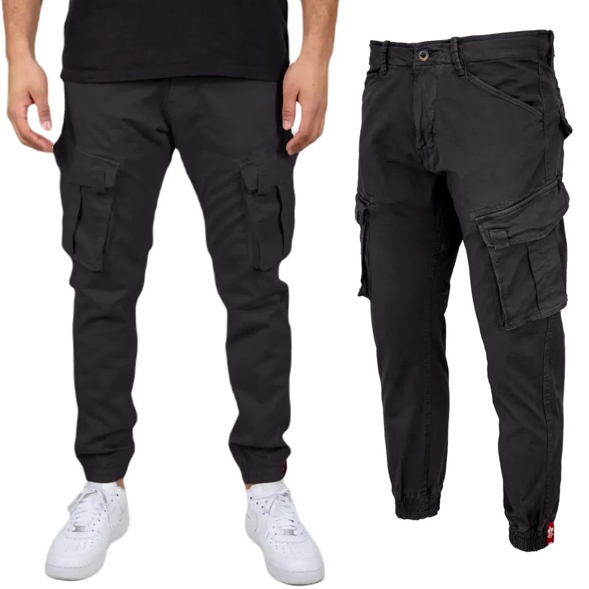 spodnie bojówki ALPHA INDUSTRIES - SPY DARK BLACK Slim Fit-32