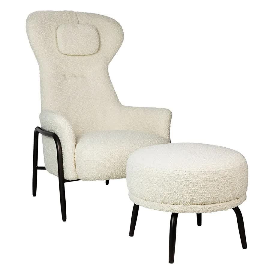 Beżowy fotel wypoczynkowy z podnóżkiem A2-G32