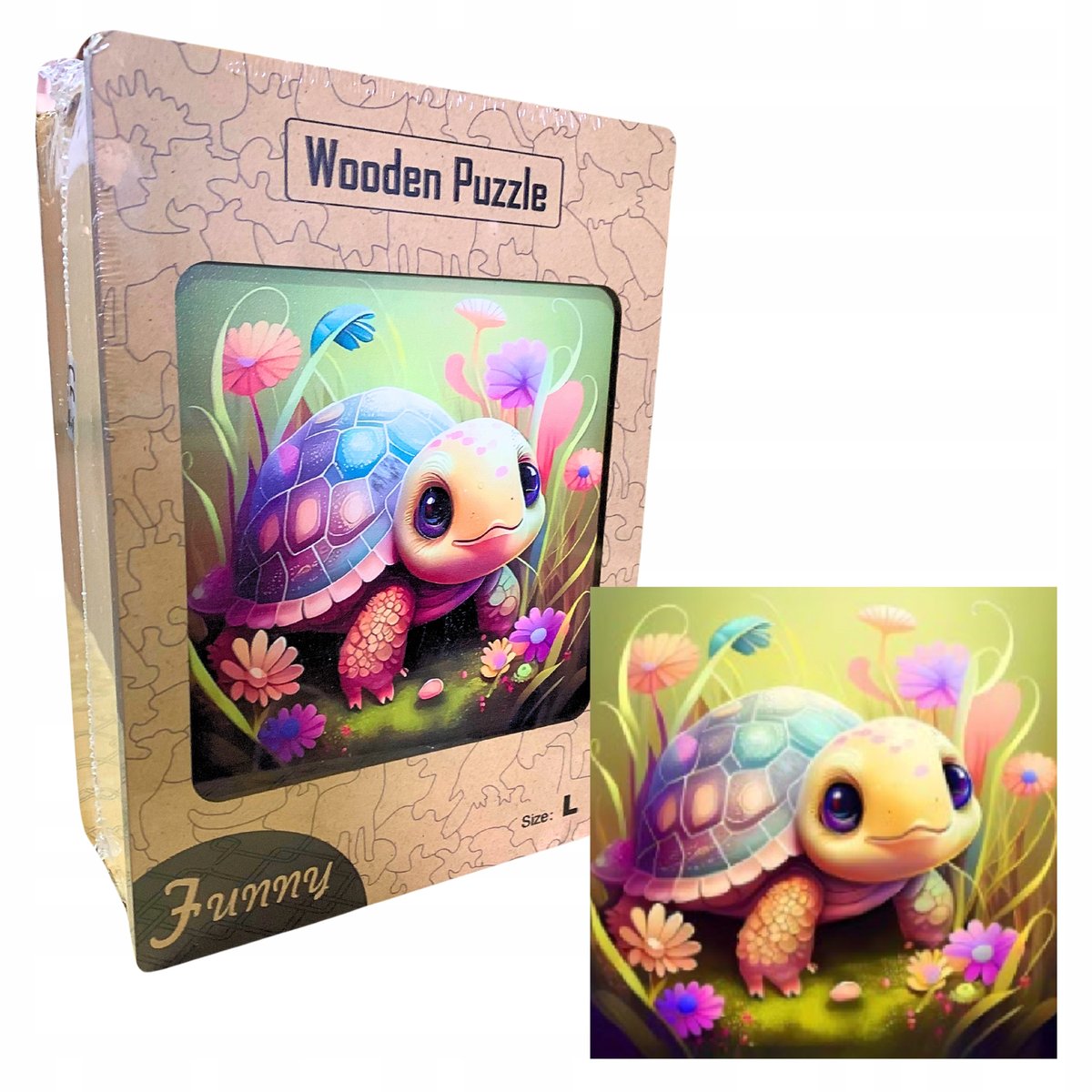 Drewniane Puzzle Edukacyjne A3 Magiczny Żółwik Dzieci i Dorośli 240el DUŻE