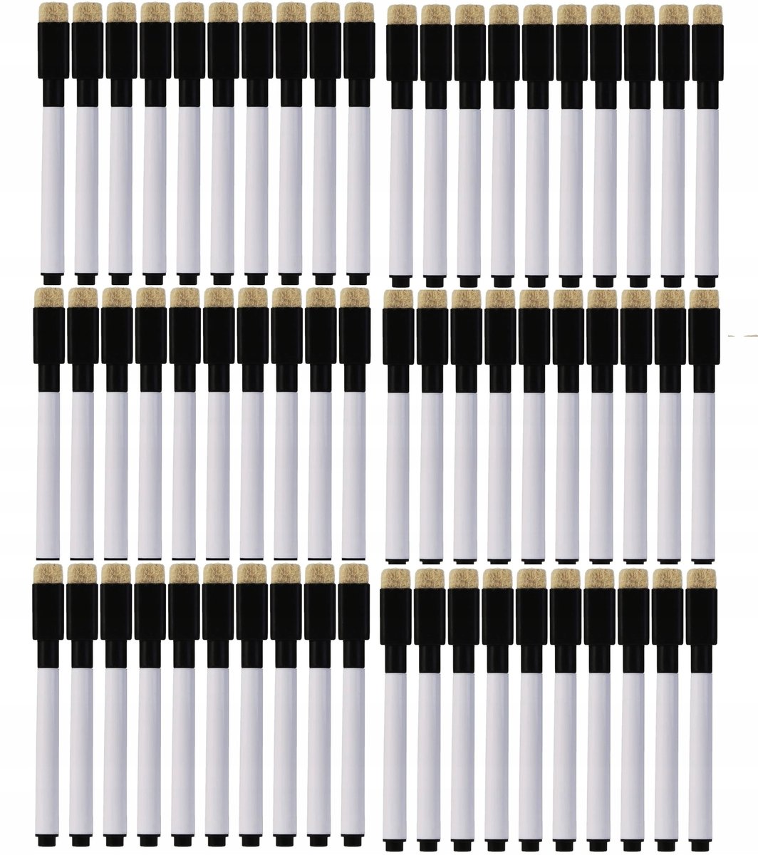 MARKERY SUCHOŚCIERALNE DO TABLICY BIAŁEJ MAZAKI PISAKI CZARNE 48 SZTUK