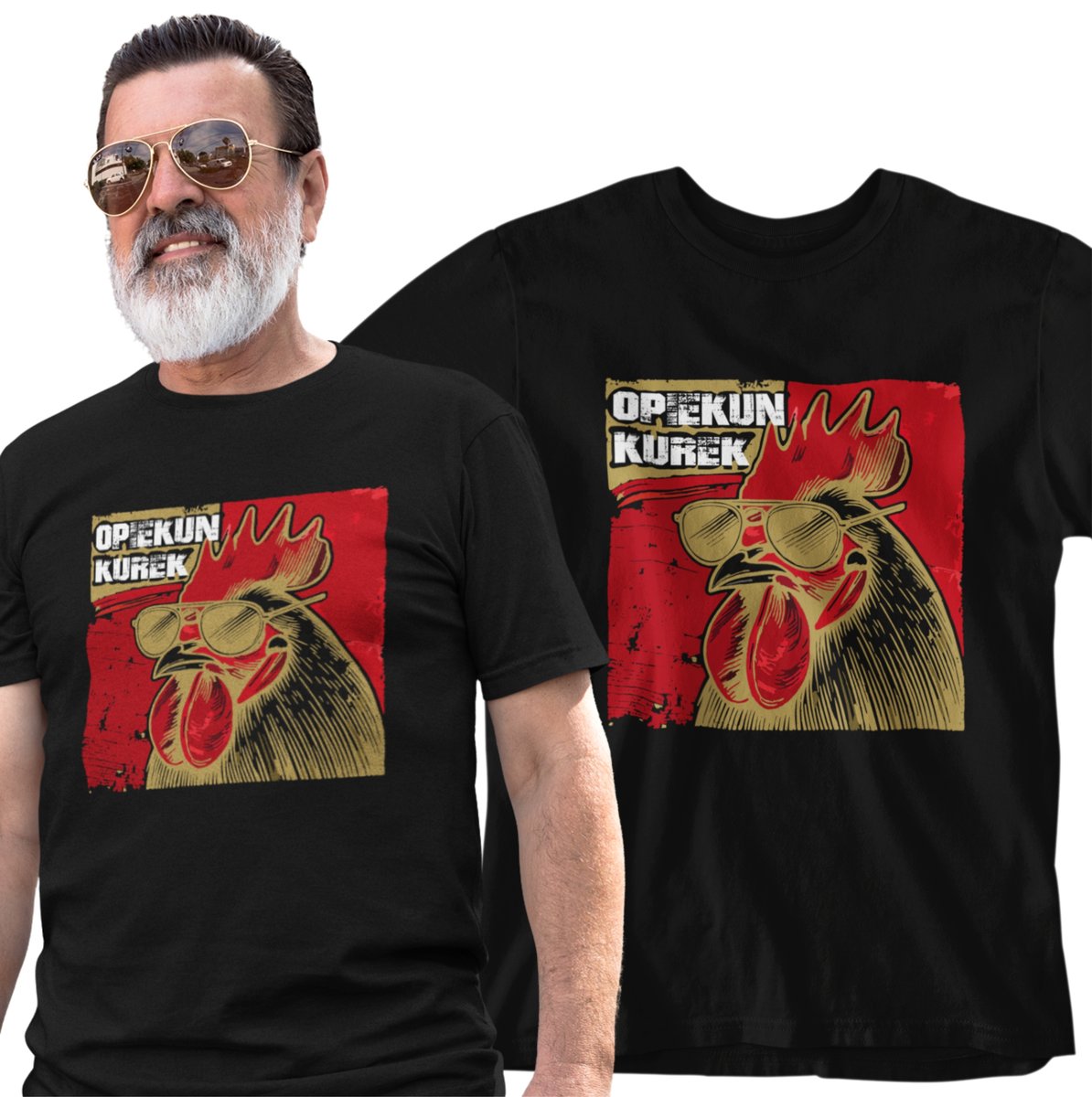 Koszulka Męska Biała Czarna Kury Krowy Rolnik Wieś Fason Męski Kolory S