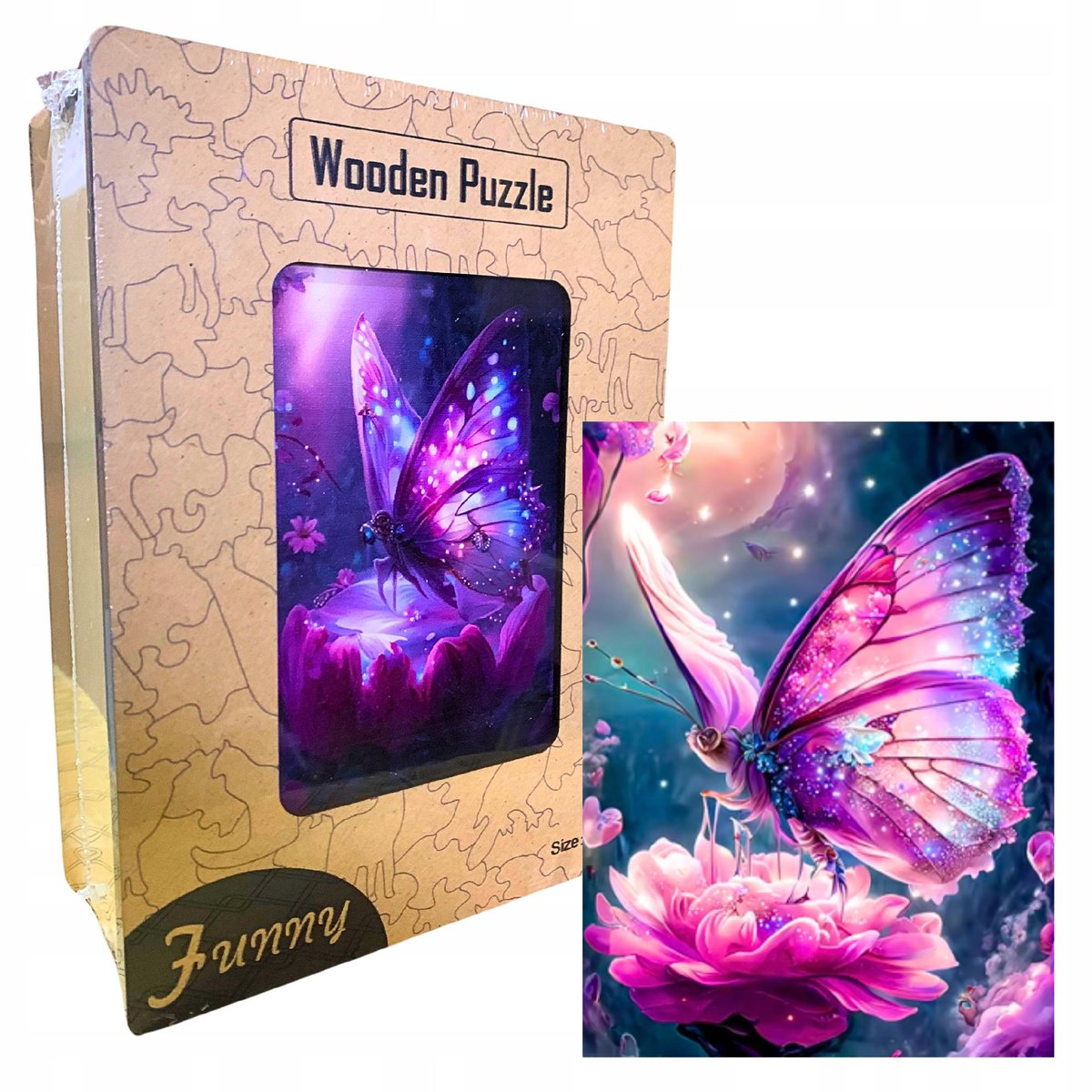 Drewniane Puzzle Edukacyjne A3 Bajkowy Motyl Dzieci Dorośli 240el DUŻE