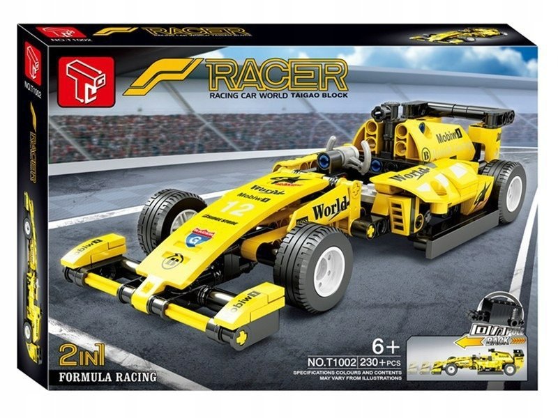 KLOCKI BOLID FORMUŁA F1 ŻÓŁTA KLOCKI KONSTRUKCYJNE 230 ELEMENTÓW