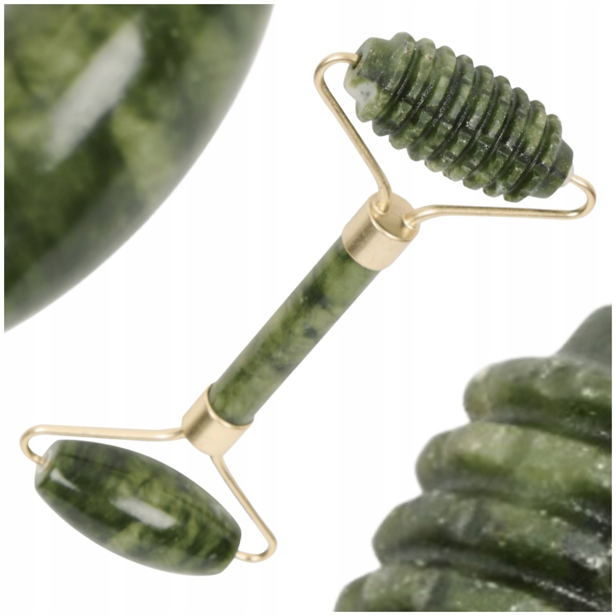 Jadeitowy Masażer Do Twarzy Z Dwoma Różnymi Końcówkami Roller Premium