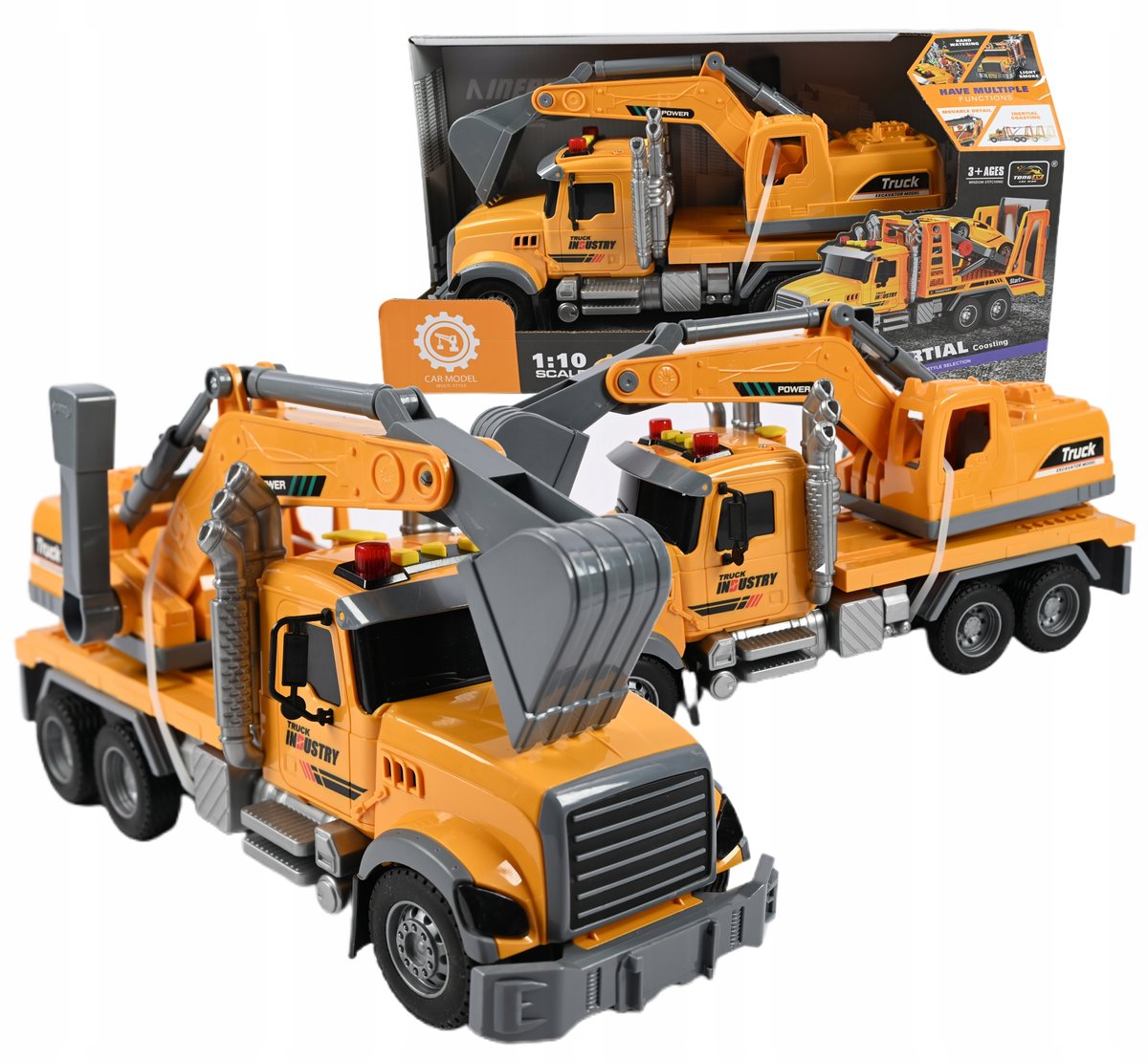 CIĘŻARÓWKA DUŻY SAMOCHÓD BUDOWLANY KOPARKA ŚWIATŁO DŹWIĘK DYM Z SILNIKA