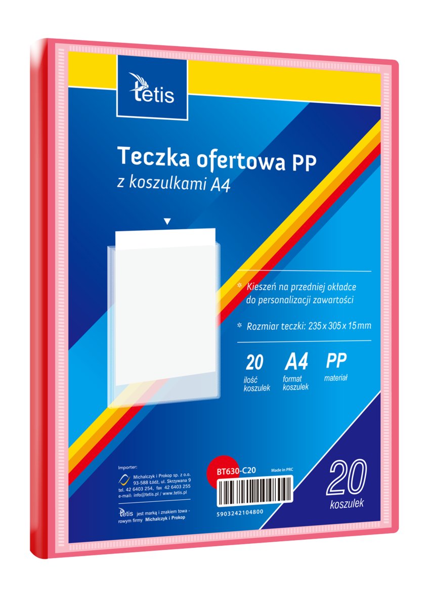 Teczka ofertowa PP 20 koszulek. A4 czerwona