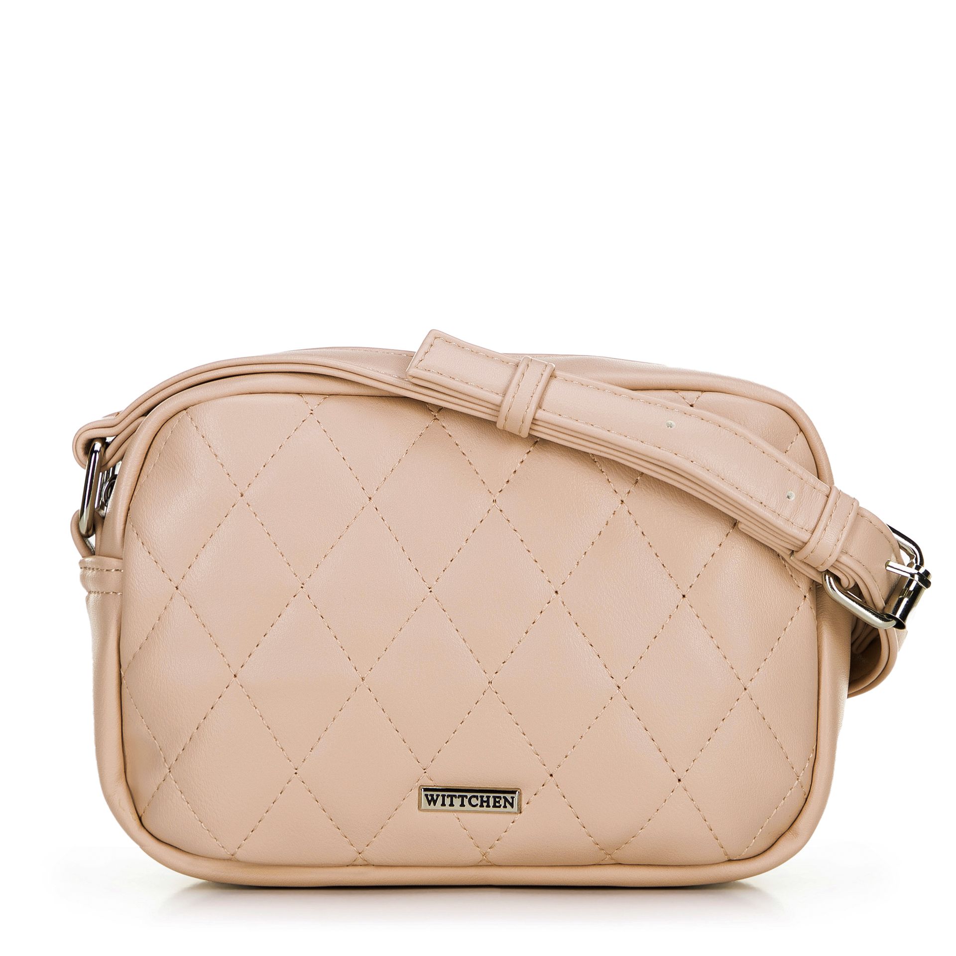 Damska torebka crossbody z imitacji skóry beżowa